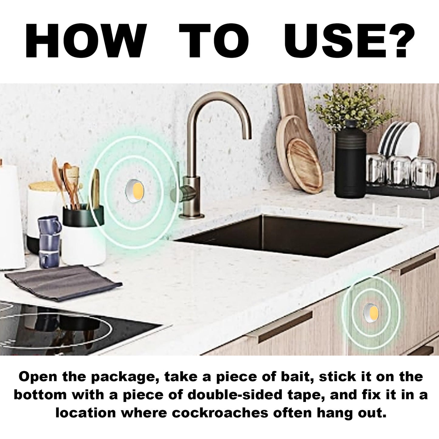 MoonSpry Roach Ace Bait Station, Insect-Repellent Cockroach Bait Kitchen Home Cockroach Elimination Whole Nest End Cleaner