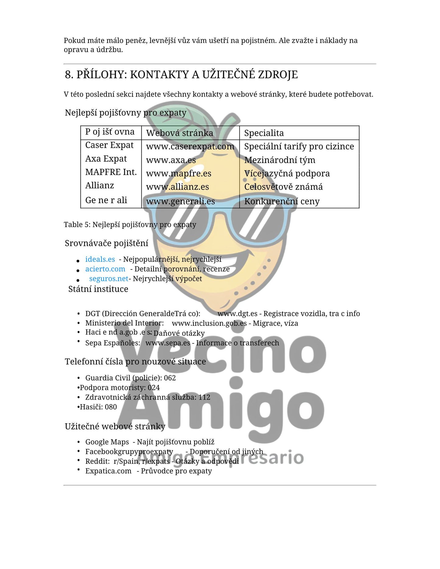 POJIŠTĚNÍ VOZU VE ŠPANĚLSKU