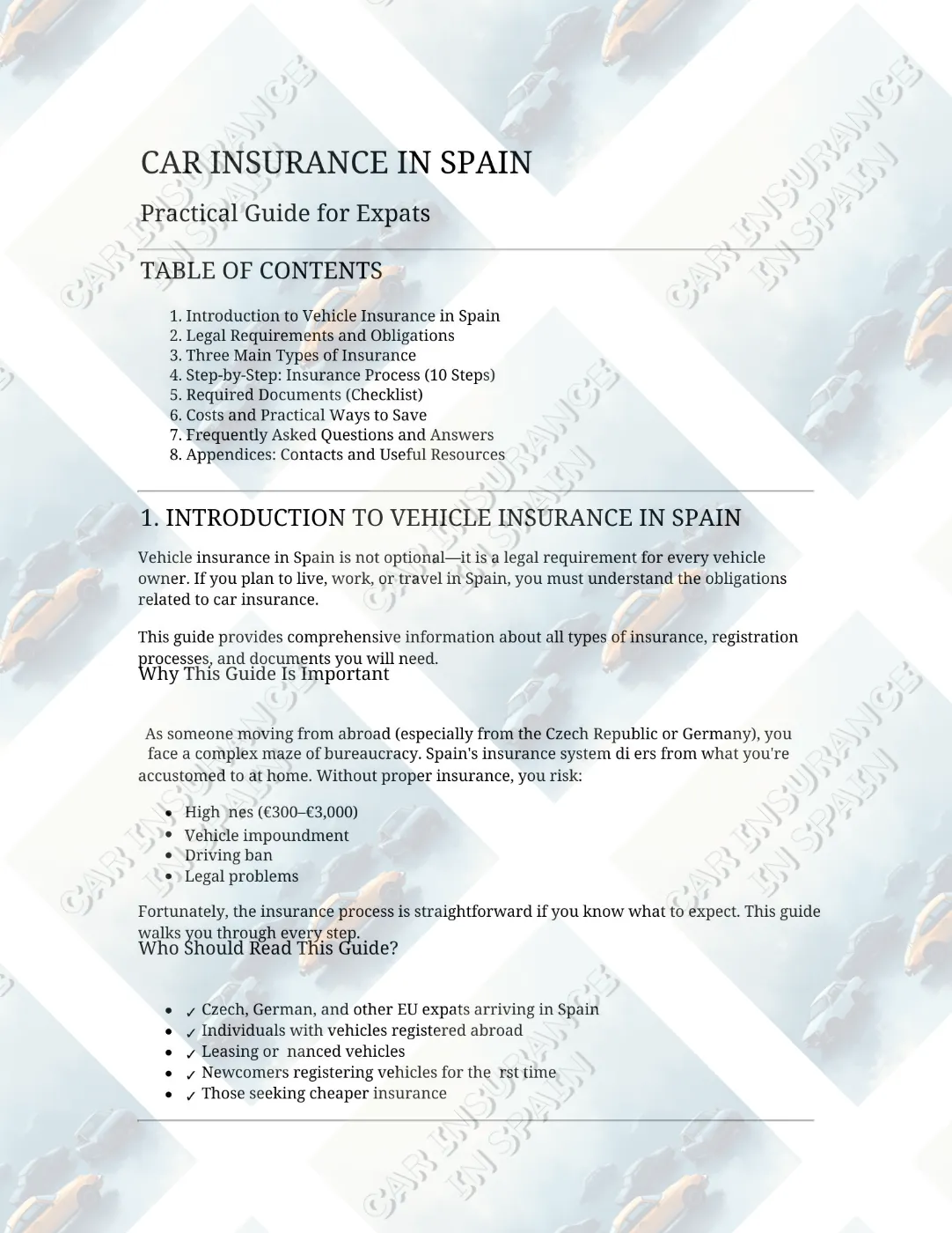 E-book Car Insurance in Spain