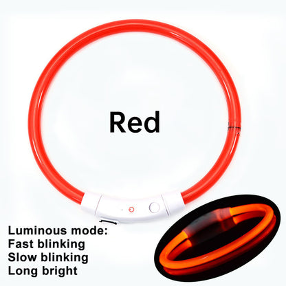 3-Mode LED Dog Collar - USB Rechargeable, Detachable & Glowing Pet Safety Necklace for Night
