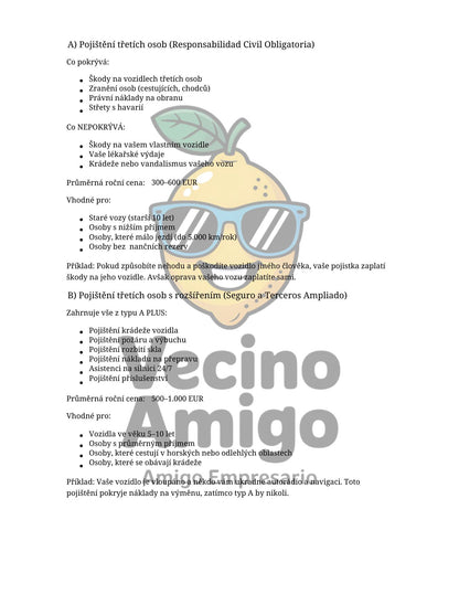 POJIŠTĚNÍ VOZU VE ŠPANĚLSKU