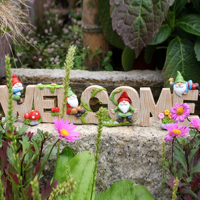 Dwarf Welcome Card Creative Garden Outdoor Balcony Welcome Decoration
