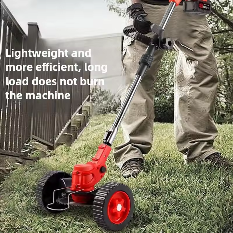 Foldable electric lawn mower with lithium battery and wheels multifunctional handheld wireless charging and weeding machine