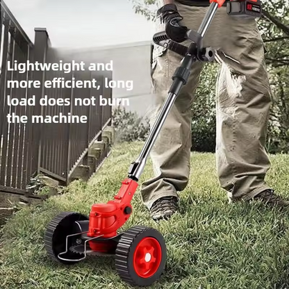 Foldable electric lawn mower with lithium battery and wheels multifunctional handheld wireless charging and weeding machine