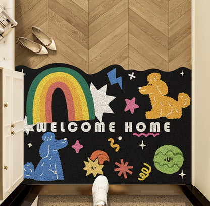 Cartoon entrance door mat entrance door interesting carpet entrance door can be cut silk circle door mat household dirty mat
