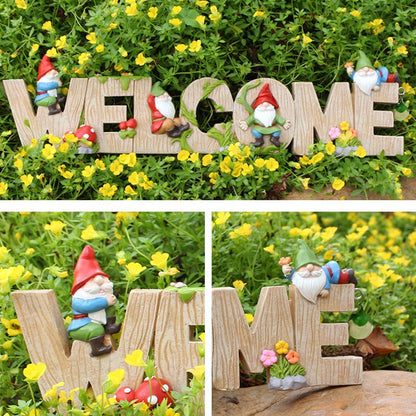 Dwarf Welcome Card Creative Garden Outdoor Balcony Welcome Decoration
