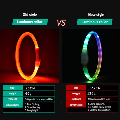 Pet Luminous Collar Pet Collar USB Charging Dog Night Aperture Led Collar Safe Dog Walking