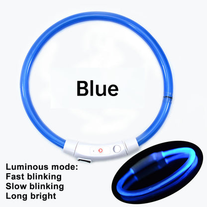 3-Mode LED Dog Collar - USB Rechargeable, Detachable & Glowing Pet Safety Necklace for Night
