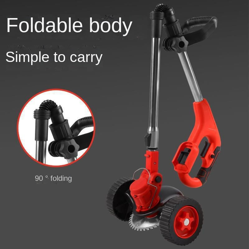 Foldable electric lawn mower with lithium battery and wheels multifunctional handheld wireless charging and weeding machine