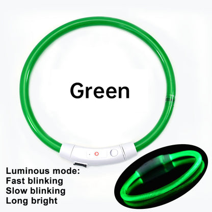 3-Mode LED Dog Collar - USB Rechargeable, Detachable & Glowing Pet Safety Necklace for Night