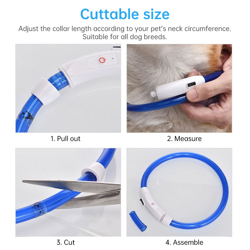 3-Mode LED Dog Collar - USB Rechargeable, Detachable & Glowing Pet Safety Necklace for Night