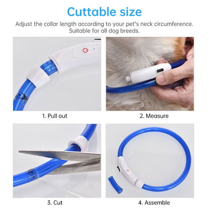 3-Mode LED Dog Collar - USB Rechargeable, Detachable & Glowing Pet Safety Necklace for Night