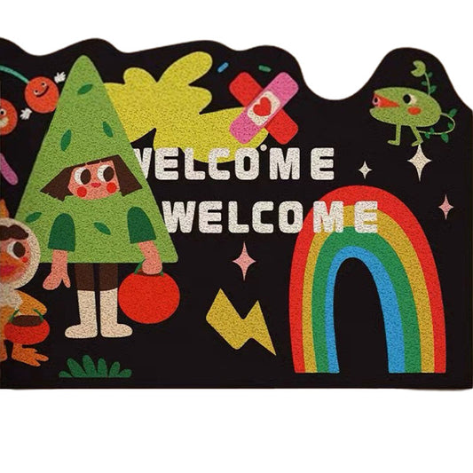 Cartoon entrance door mat entrance door interesting carpet entrance door can be cut silk circle door mat household dirty mat